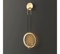 Ring Brass Wall Light with Stag Antler - Modern Copper LED Sconce - 10W 3 Color Modes - Hallway Lighting