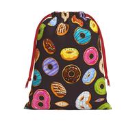 Ring Bread With Jam Printing 11.8x15.8in Drawstring Gift Bag With Red Ribbon Closure For Halloween Xmas,For Adults Gifting