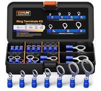Ring Cable lugs 1.5-2.5 mm² Cable Lug Set Blue Hole Ø M3 M4 M5 M6 M8 M10 M12 Crimp Connector Partially Insulated PVC Cable Connector Made of tinned Copper SOMELINE® Ring Cable lugs 7 Size 60 Pieces