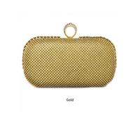 Ring Clasp Single Side Diamante Clutch Bag JFY Gold One Size