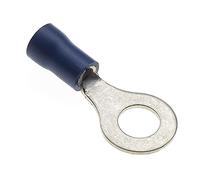 Ring Crimp Terminal - Pack of 100, Blue, 6mm, 30A, 16-14 AWG - Heat Shrink Connectors, Tinned Copper, Insulated Wire Terminals