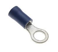 Ring Crimp Terminals - Pack of 100, Blue, 5mm, 30A, 16-14 AWG - Heat Shrink Connectors, Tinned Copper, Insulated Ring Wire Terminals