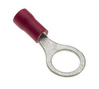 Ring Crimp Terminals - Pack of 100, Red, 8mm, 25A, 22-16 AWG - Heat Shrink Ring Connectors, Tinned Copper, Insulated Wire Terminals