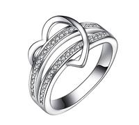 Ring Diamond Half Double- Shaped Heart Creative Zircon Decoration Resin Rings Size 9 (Silver, 10)