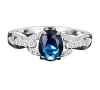 Ring Diamond Saphire Ring Gift Diamond Shape RingDiamond Ring Big Ring Vintage Blue Gemstone Round Ring Ring Large Ring Rings Dragon Finger Ring (D, One Size)