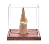 Ring Display Case, Championship Ring Display Case, Acrylic Showcase with Wooden Base Storage Accessories for Softball Tournament Basketball Football Baseball Soccer Golf