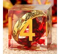 Ring DND Dice Set Sharp Edge DNDND 7-Piece Swirl Resin Blood Red Dice with Magic lord Ring Inside for Dungeons & Dragons -Dragon Box Gifts