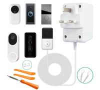 Ring Doorbell Mains Adaptor - 10M Ring Doorbell Adapter Power for Most Versions of Ring Doorbell and Thermostat, with Ring Doorbell Screwdriver and 2 Double Heads Disassemble Crowba, 20PCS Cable Clips
