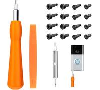 Ring Doorbell Screwdriver Kit with 16 pcs Spare Screws for Battery Change - S2 Steel T6 & T15 Security Torx Screws, Ring Screwdriver for Video Doorbell 2, 3, 4/Pro & Elite, UK Fast Delivery