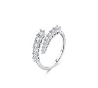 Ring Engagement for Her, Open Band Real Gold Promise Rings with Moissanite Solid 9K White Gold Wedding Bands Elegant for Women Size U 1/2