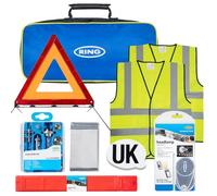 Ring RK002 Essential European Travel Kit - Headlight Deflectors, Warning Triangle, UK Sticker, Bulb Kit, High Visibility Jackets, First Aid Kit, Foil Blanket