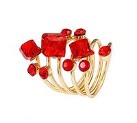 Ring Fashion Exaggerated Zircon Spring Ring Ring Crystal Large Spiral Rings Grape Ring (Red, One Size)