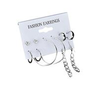 Ring Fashion of Ear Combination special Sets Of Earrings Set 5 circle Earrings Christmas Light Earrings for Women Light up (Silver, One Size)