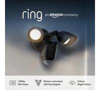 Ring Floodlight Cam Wired Plus Outdoor Security Camera 1080p HD Video Black