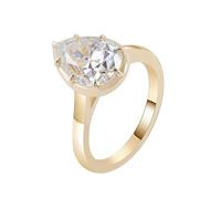 Ring for Her, Rings for Women Marriage Polished with Teardrop Moissanite 2Ct 9K Yellow Gold Size R 1/2