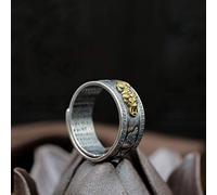 Ring for Men, S925 Sterling Silver Ring FENG Shui PIXIU Amulet Lucky Wealth Adjustable Ring