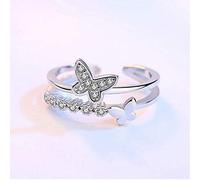 Ring For Women 925 Silver Adjustable, 925Pure Sterling Silver Rings For Women Double Interlockfemale Jewelry Party Gifts Sparkling Evening Dresses