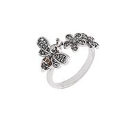 Ring for Women Easter Valentine's Day Anxiety Rings For Women Men Adjustable Open Ring Flower Bee Cubic Zirconia Beads Stress Rings Stainless Steel Toe Rings for Women (B, One Size)