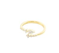 Ring for Women Engagement, Yellow Gold Ring Sets for Women 9K Geometric with Pear Shape Moissanite Size M 1/2