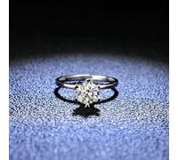 Ring for Women, Funny Engagement Ring 6 Prong 1ct Round Shape Moissanite Silver Platinum Size T 1/2