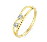 Ring for Women Love, Gold Engagement Ring Rope Design with Diamond 9K Yellow Gold Size J 1/2