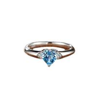 Ring for Women Love, Stacking Ring with Simple Heart Topaz 1.2Ct and Round Moissanite 18K White Gold Size P 1/2