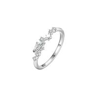 Ring for Women Love, Vintage Rings Star Earth with Round Moissanite Silver 9K White Gold Size P 1/2