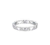 Ring for Women, Right Hand Rings for Women Heart Silver with Round Shape Lab Created Diamond 9K White Gold Size P 1/2