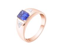 Ring for Women Rose Gold 9K, Thin Wedding Band Geometric with Rectangular Shape Lab Created Sapphire Size U 1/2