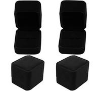 Ring Gift Boxes, 4 PCS Velvet Ring Box Single With Lids Earring box Jewellery Boxes Black Ring Boxes for Rings Jewellery Bulk Engagement Wedding Day Valentine's Day Birthday Gifts