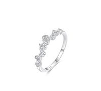 Ring Heart Shaped Wedding Ring Sterling Silver S925 1.6mm Cubic-Zirconia Water Drop Heart-Shaped Geometric Shape Size P 1/2 Gifts for Ladies Modern