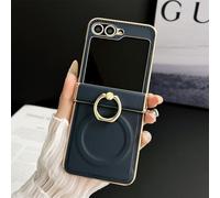 Ring Hinge Protection Case for Galaxy Z Flip7 Flip 6 5 4 Magnetic Wireless Charging Cover For Samsung Zflip6 Flip,Dark Blue,For Galaxy Z Flip7