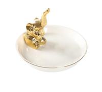 Ring Holder Bowl - 13.5 x 9.5 cm Ceramic Jewelry Holder with Derivative White - Cactus/Golden Elephant Jewelry Bowl, Home Office Decoration, Sweet for Girlfriend