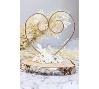 Ring Holder Most Beautiful Day with Birch Tree Disc and Dried Flowers for Wedding or Decoration in White