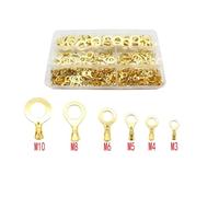 Ring Insulated Wire Connector, 150/540 PCS M3/M4/M5/M6/M8/M10 Ring Lugs Eyes Copper Crimp Terminals Cable Lug Wire Connector Non-Insulated Assortment Kit(300PCS)