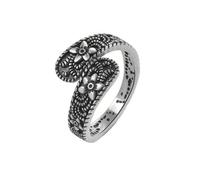 Ring Jewellery Flower Oxidized Open Ring Gold Trend Asymmetric Wrapped Around The Finger Antique Fashion Adjustable Personality Bohemian Silver Mens (Silver, 12mm)