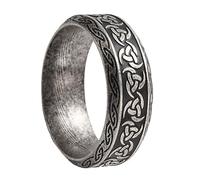 Ring Jewelry, Viking Odin Triple Horn Ring - Men Women Stainless Steel Triangle Symbol Celtic Knot Ring - Handmade Polished Norse Vintage Wedding Band Pagan Size 7-13
