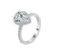 Ring Jewelry Women, Married Ring Teardrop with 2Ct Moissanite 18K White Gold Size R 1/2