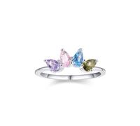 Ring Jewelry Women, Pretty Rings with Multicolor Gemstone Silver 9K White Gold Size Q 1/2