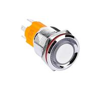 Ring LED Illuminated Momentary IP67 Power Switch Flat Head 16MM Metal Waterproof 10A Push Button Switch IDGTTLDF(RING LED_110V)