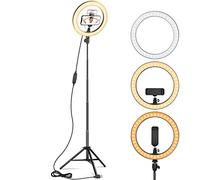 Ring Light 10" with 67" Extended Tripod Stand & Phone Holder for YouTube Video, Camera Led Ring Light for Streaming, Makeup, Selfie Photography Compatible with iPhone Android