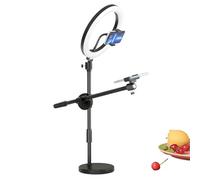 Ring Light Over The Head - 360 Degree Rotatable Arm, LED For Brightness Control, Foldable Stand, Compact Space Saving Design With Flexible Phone Clamp | Overhead Ring Light For Studio