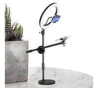Ring Light Overhead - Articulated Arm Stand Holder, Metal Material | Selfie Camera Mount, LED Video Lighting for Teaching, Still Life Photography, Content Creation, Streaming Studio Setup