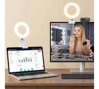 Ring Light with Stand for Laptop Computer Desk, 5" light Ring for Video Calls Conference, 3000K to 6500K Continuous Output Lighting for Webcam, Monitor, Selfie, Zoom Meeting, Makeup, Tiktok(White)