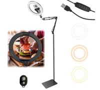 Ring Light with Tripod Stand & Phone Holder,Flexible Overhead Mount, CRI >95,Overhead Phone Camera Mount with Remote Control,RingLight Tripod Stand for Video Recording/Live Streaming/Cooking TikTok