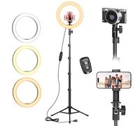 Ring Light with Tripod Stand & Phone Holder Tall 182 cm, 10 inch LED Ringlight Selfie Light with Remote & Phone Holder for Video, Filming, Makeup, YouTube, TikTok