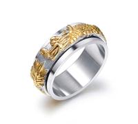 Ring man, punk rotatable ring, hip-hop gold-plated dragon ring, Chinese style titanium steel jewelry(C)