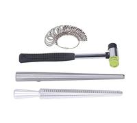Ring Mandrel Sizer Finger Rings Measuring Gauge, Jewelry Making Kit with Rubber Hammer Stick, US UK Standard Size for Wire Wrapping and Craft Wire, Aluminum Mandrel with Easy to Re