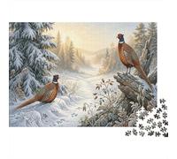 Ring-necked Pheasants 1000 Piece Puzzle Winter Snowscape Home Decor Retirement Gift Housewarming Gift for Family Weekend Activity Participants 70x50cm/1000pcs