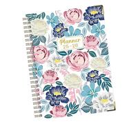 Ring Notebook, School Notebook, A5 Aesthetic Thick Planner Diary Flower Pattern Coil English Notepad July 2025-June 2026 for Workplace Sketching Bullet Journaling Field Notes